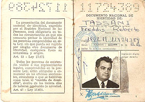 Documento de identidad de Freddis Tassani